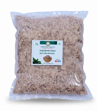Red poha medium 500g – high-fibre red-rice flattened rice, chemical-free