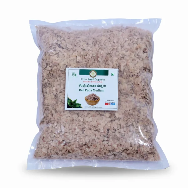 Red poha medium 500g – high-fibre red-rice flattened rice, chemical-free