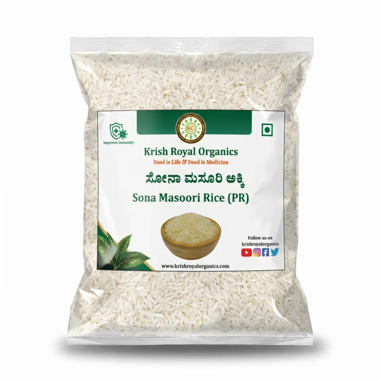 Sona Masuri rice polished 1kg – chemical-free everyday rice, certified organic