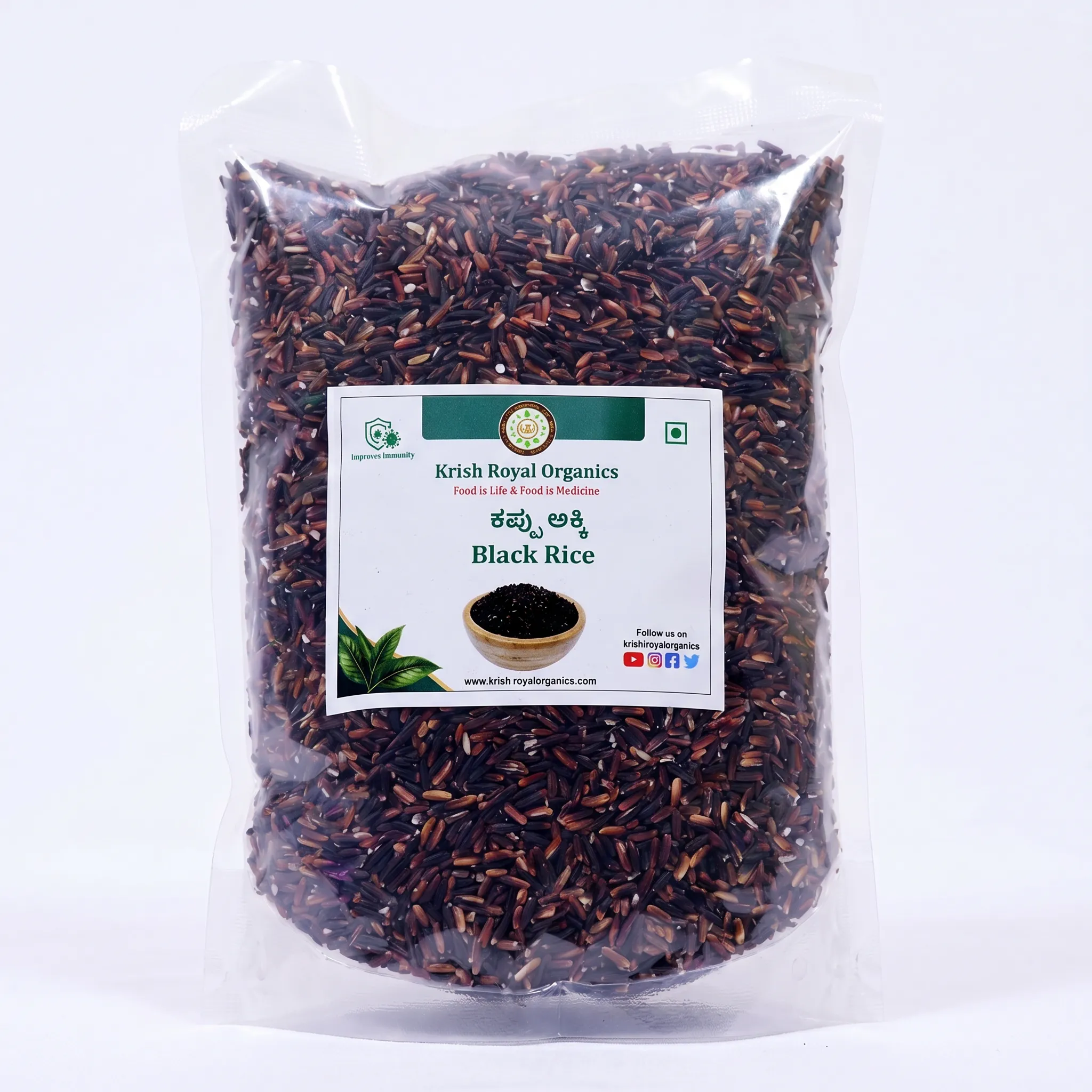 KRO-009-1 Black rice 1kg – antioxidant-rich forbidden rice, low-GI, chemical-free