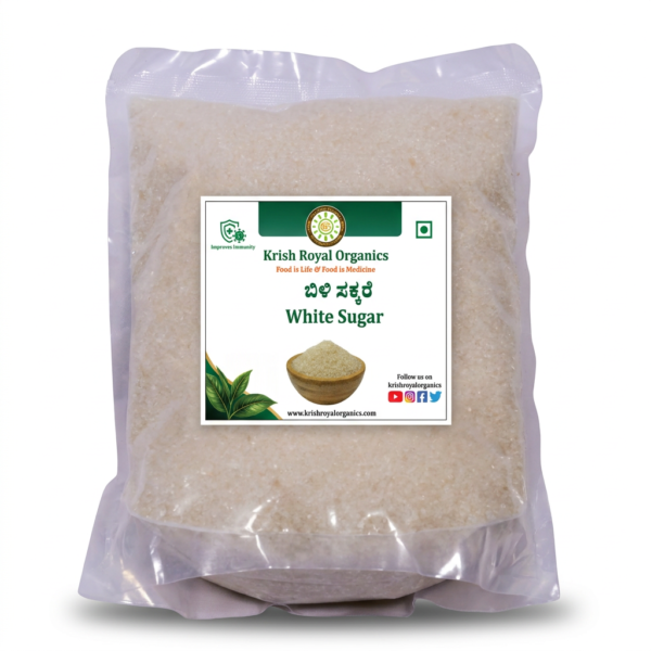 Organic white sugar 1kg – chemical-free cane sugar, certified